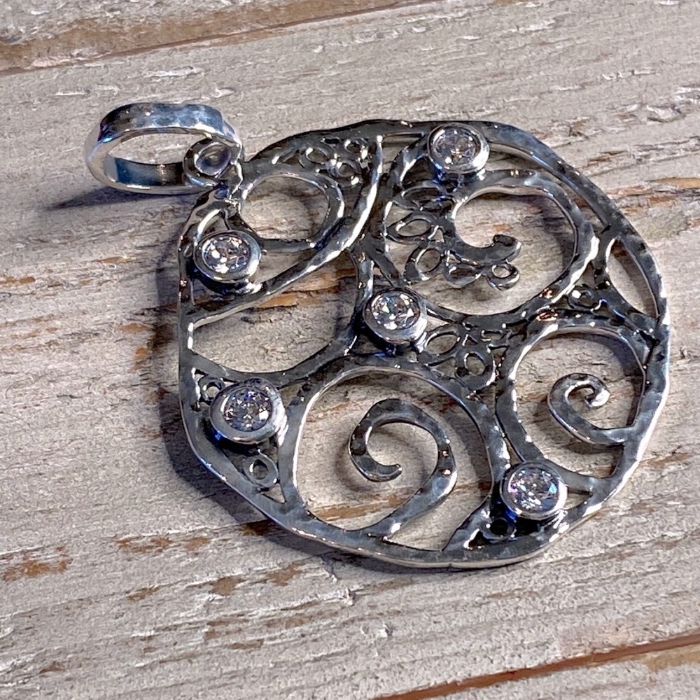 Grace & Heart G&H Fantasy Pendant .925 SS CZ 2” P1752-SS GORGEOUS NEW